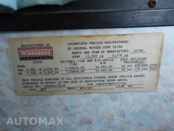 1996 Chevrolet Motor Home Chassis Base - miniatura 8