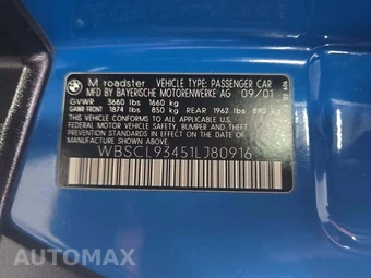 2001 BMW Z3 M Roadster Convertible – miniatura 5