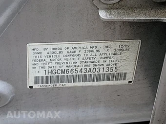 2003 Honda Accord Sedan EX w/Leather – miniatura 14