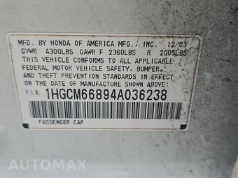 2004 Honda Accord Sedan EX w/Leather, Navigation & XM – miniatura 14