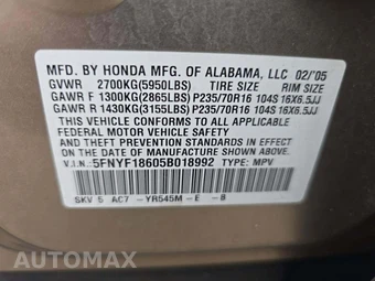 2005 Honda Pilot EX-L w/RES – miniatura 2