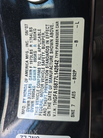 2007 Honda Civic Sedan EX – miniatura 14