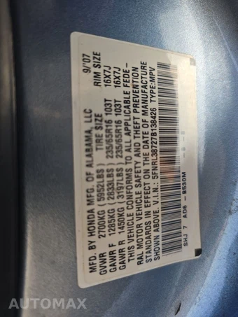2007 Honda Odyssey EX-L 118.1" WB – miniatura 15