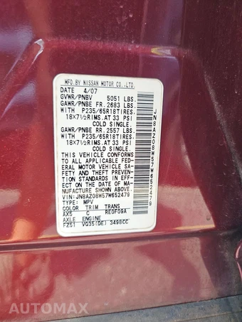 2007 Nissan Murano SL – miniatura 14