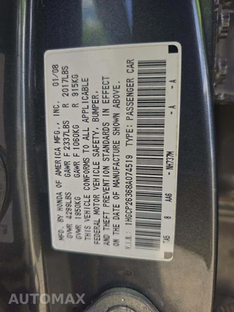 2008 Honda Accord Sedan LX - miniatura 5