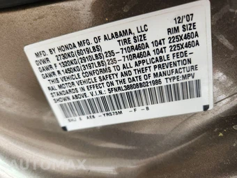 2008 Honda Odyssey Touring w/PAX Tires 118.1" WB - miniatura 22