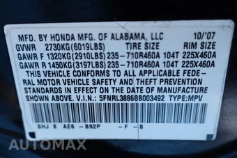 2008 Honda Odyssey Touring w/PAX Tires 118.1" WB - miniatura 19