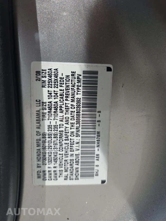 2008 Honda Odyssey Touring w/PAX Tires 118.1" WB - miniatura 2