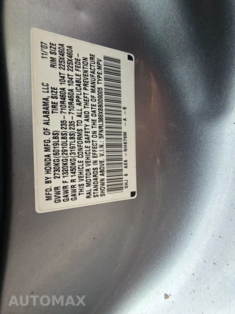 2008 Honda Odyssey Touring w/PAX Tires 118.1" WB - miniatura 15
