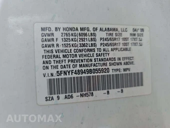 2009 Honda Pilot Touring w/Navigation & RES – miniatura 5
