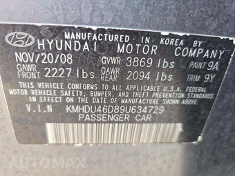 2009 Hyundai Elantra SE Sedan – miniatura 2