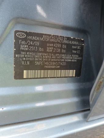 2009 Hyundai Sonata GLS – miniatura 14