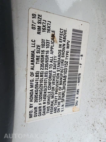 2010 Honda Odyssey LX 118.1" WB - miniatura 27