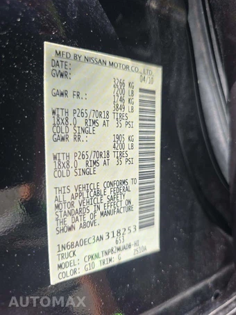 2010 Nissan TITAN SE Crew Cab Short Bed - miniatura 5