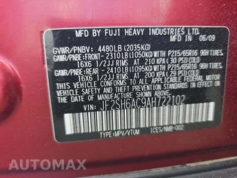 2010 Subaru Forester 2.5X – miniatura 5