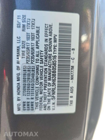 2011 Honda Odyssey EX-L 118.1" WB – miniatura 2