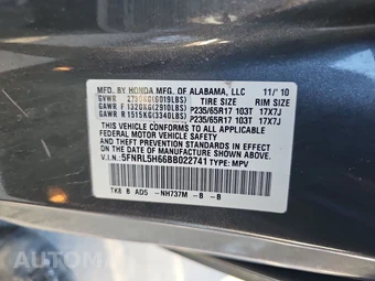 2011 Honda Odyssey EX-L 118.1" WB – miniatura 15