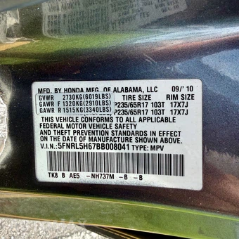 2011 Honda Odyssey EX-L 118.1" WB - miniatura 107