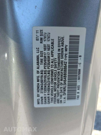 2011 Honda Odyssey EX-L w/Navigation 118.1" WB - miniatura 5