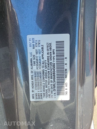 2011 Honda Odyssey EX-L w/Navigation 118.1" WB - miniatura 15