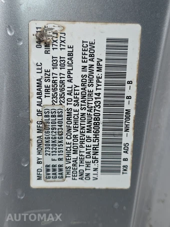 2011 Honda Odyssey EX-L w/RES 118.1" WB - miniatura 15