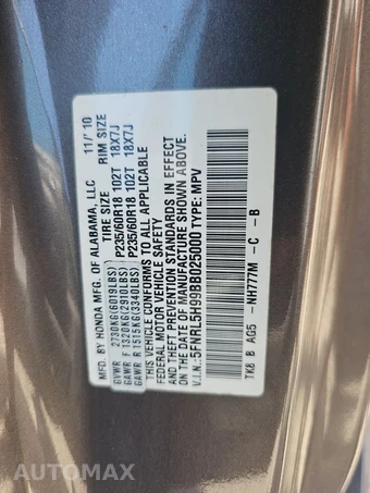 2011 Honda Odyssey Touring 118.1" WB - miniatura 15