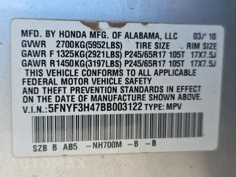 2011 Honda Pilot EX – miniatura 15
