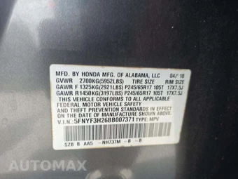 2011 Honda Pilot LX – miniatura 5