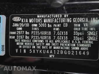 2011 Kia Sorento EX – miniatura 5