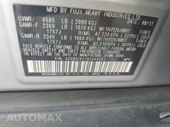 2011 Subaru Outback 2.5i Limited w/Power Moonroof – miniatura 13