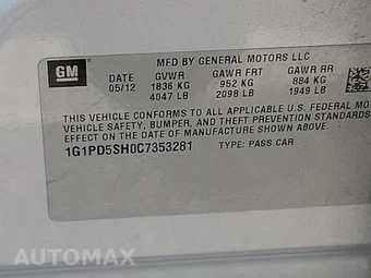 2012 Chevrolet Cruze LS 2LS - miniatura 14