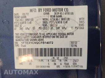 2012 Ford F-150 XLT Extended Cab Medium Bed w/Rear Doors - miniatura 5