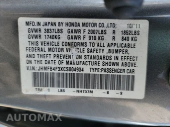 2012 Honda Civic Hybrid Sedan w/Leather - miniatura 14