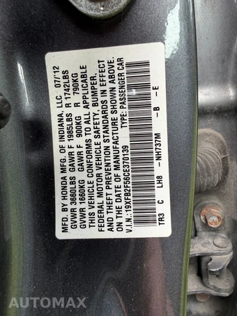 2012 Honda Civic Sedan LX - miniatura 10