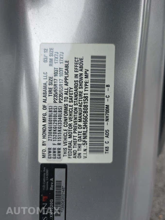 2012 Honda Odyssey EX-L 118.1" WB - miniatura 5