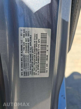 2012 Honda Odyssey Touring Elite 118.1" WB - miniatura 5