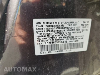 2012 Honda Pilot EX-L – miniatura 15