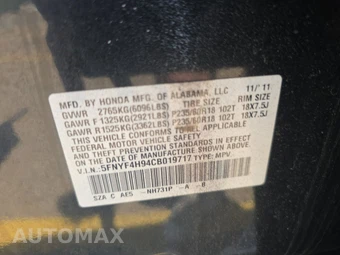 2012 Honda Pilot Touring w/Navigation & RES – miniatura 14