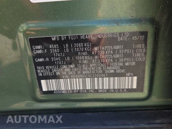 2012 Subaru Outback 2.5i Premium – miniatura 11