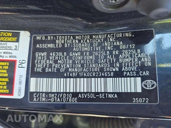 2012 Toyota Camry LE – miniatura 5