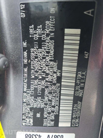 2012 Toyota Sienna XLE 7-Passenger 119.3" WB - miniatura 5