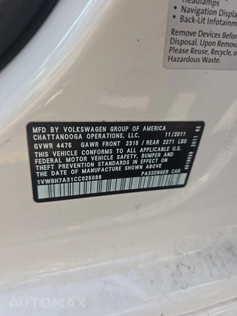 2012 Volkswagen Passat 2.5L SE w/Sunroof - miniatura 14