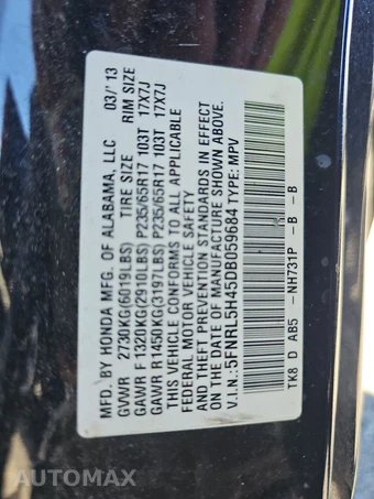 2013 Honda Odyssey EX 118.1" WB – miniatura 14