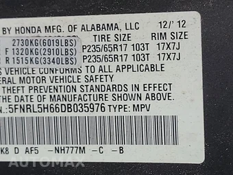 2013 Honda Odyssey EX-L 118.1" WB – miniatura 15