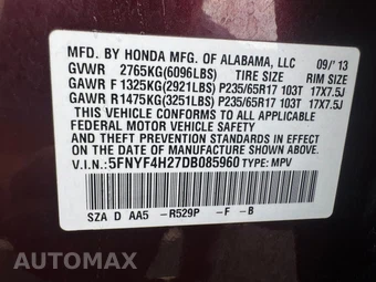 2013 Honda Pilot LX - miniatura 14