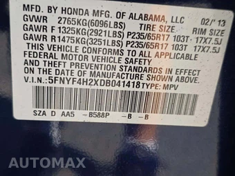 2013 Honda Pilot LX – miniatura 5