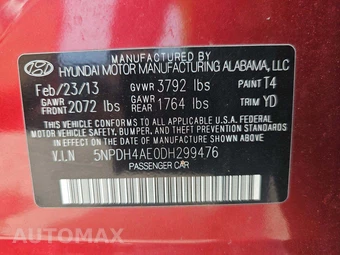 2013 Hyundai Elantra Limited Sedan – miniatura 2