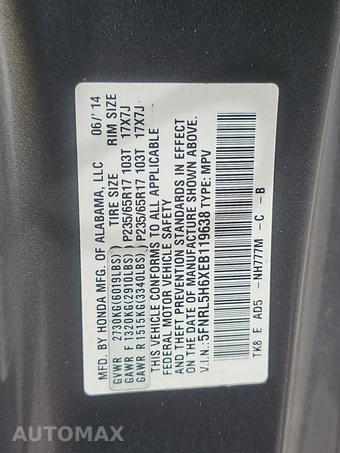 2014 Honda Odyssey EX-L 118.1" WB - miniatura 15