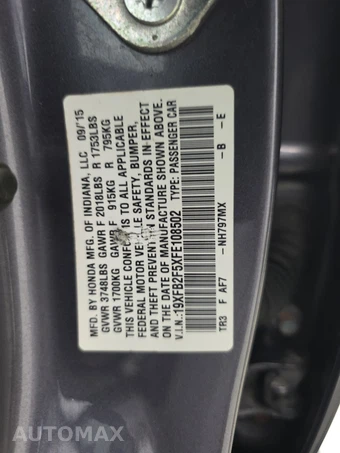 2015 Honda Civic Sedan LX – miniatura 14