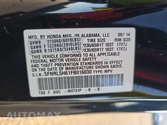 2015 Honda Odyssey EX-L 118.1" WB – miniatura 15